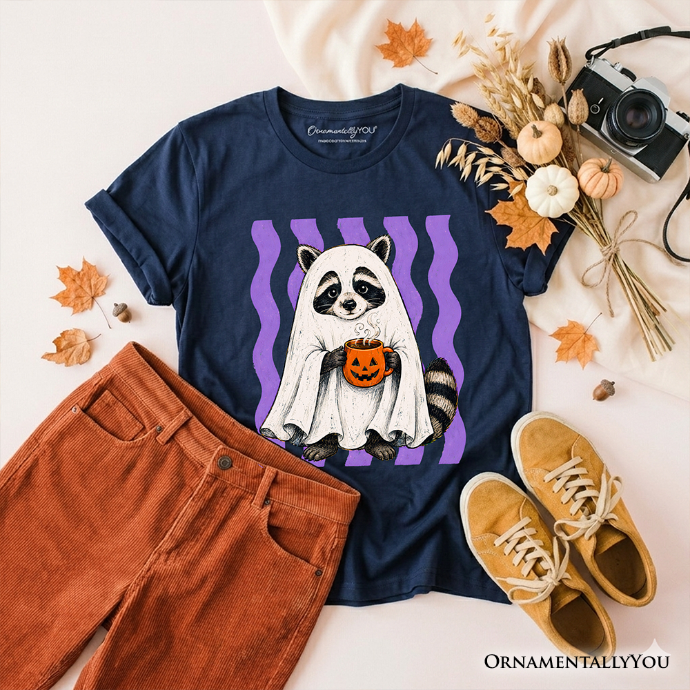 Ghost Raccoon Kids T-Shirt, Cute Halloween Costume Pumpkin Tee for Youth