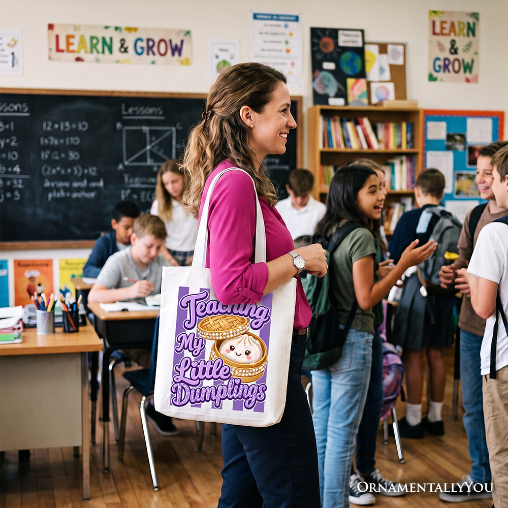Teaching My Little Dumplings Tote Bag, Cute Teacher Kawaii Dumpling Gift Shopper