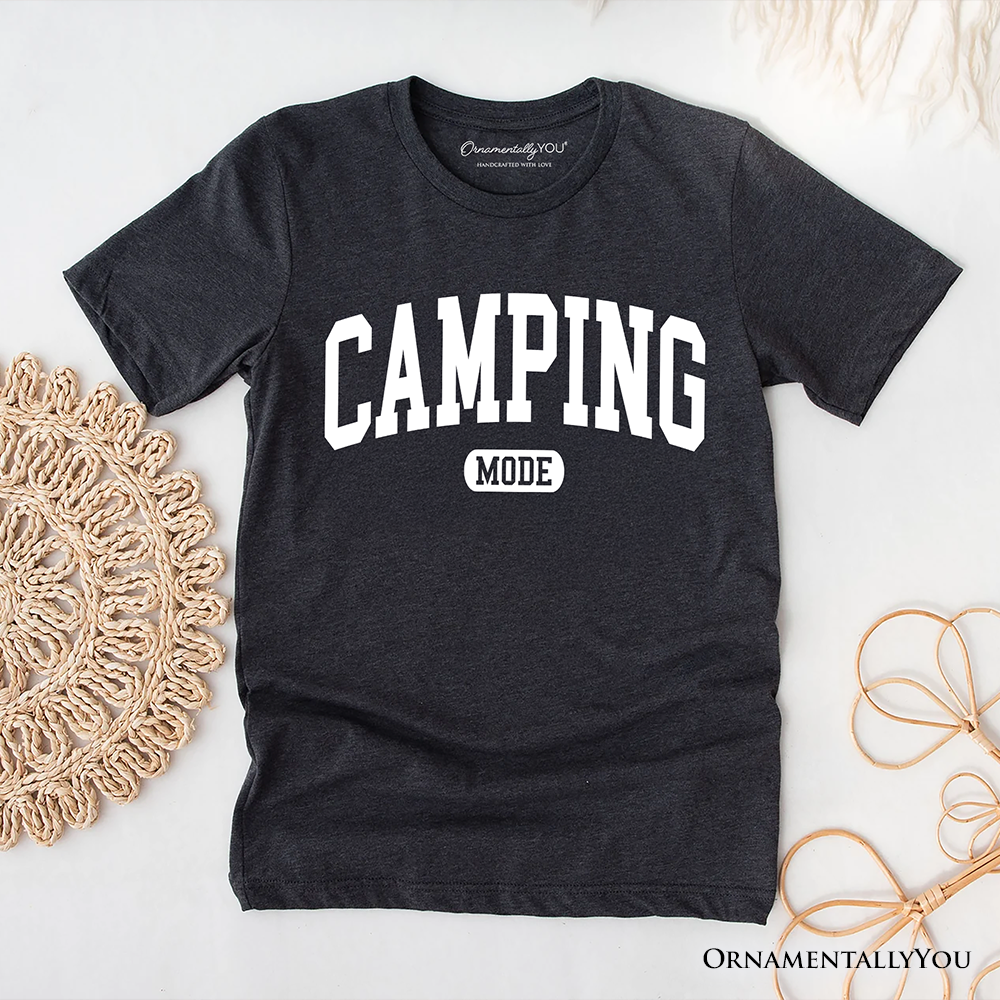 Camping Mode Varsity T-Shirt, Minimalist Outdoors Tee