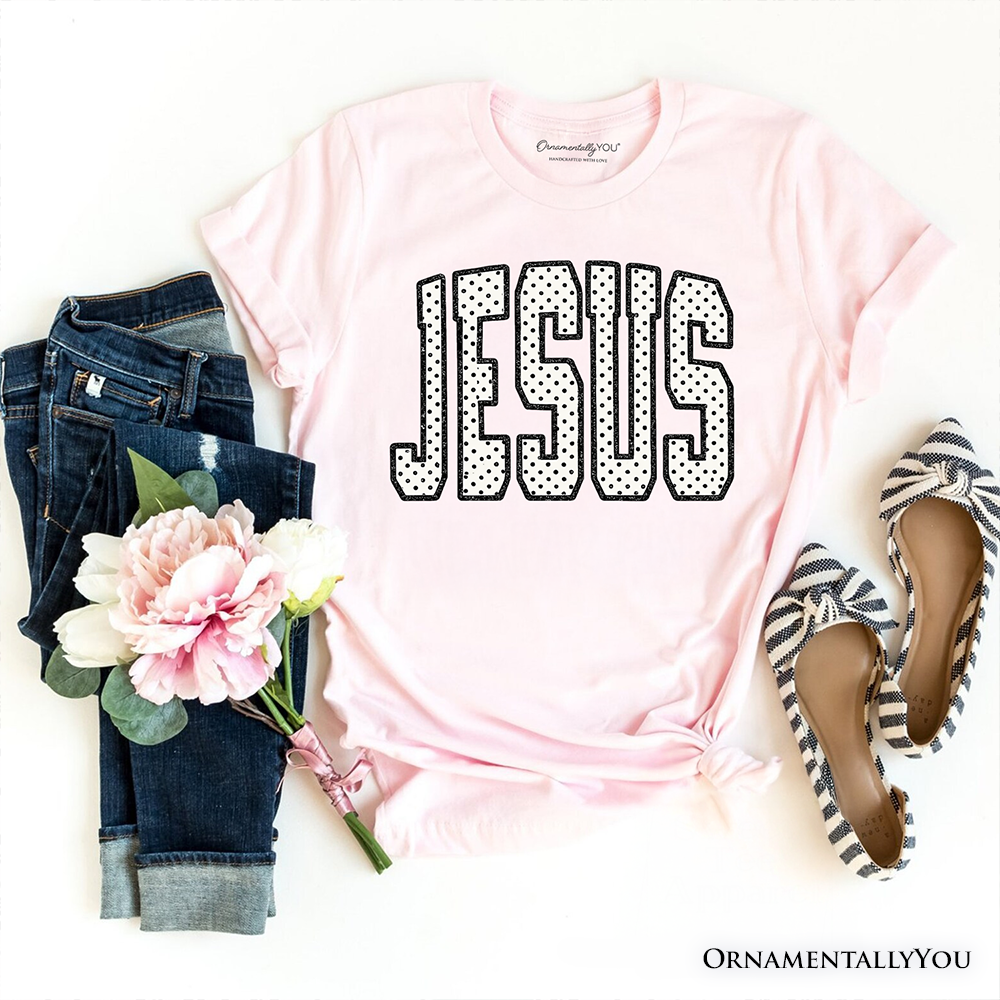 Jesus Polka Dot Christian Varsity T-Shirt, Cute Faith Tee