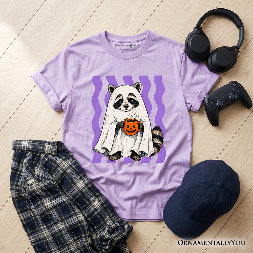 Ghost Raccoon Kids T-Shirt, Cute Halloween Costume Pumpkin Tee for Youth