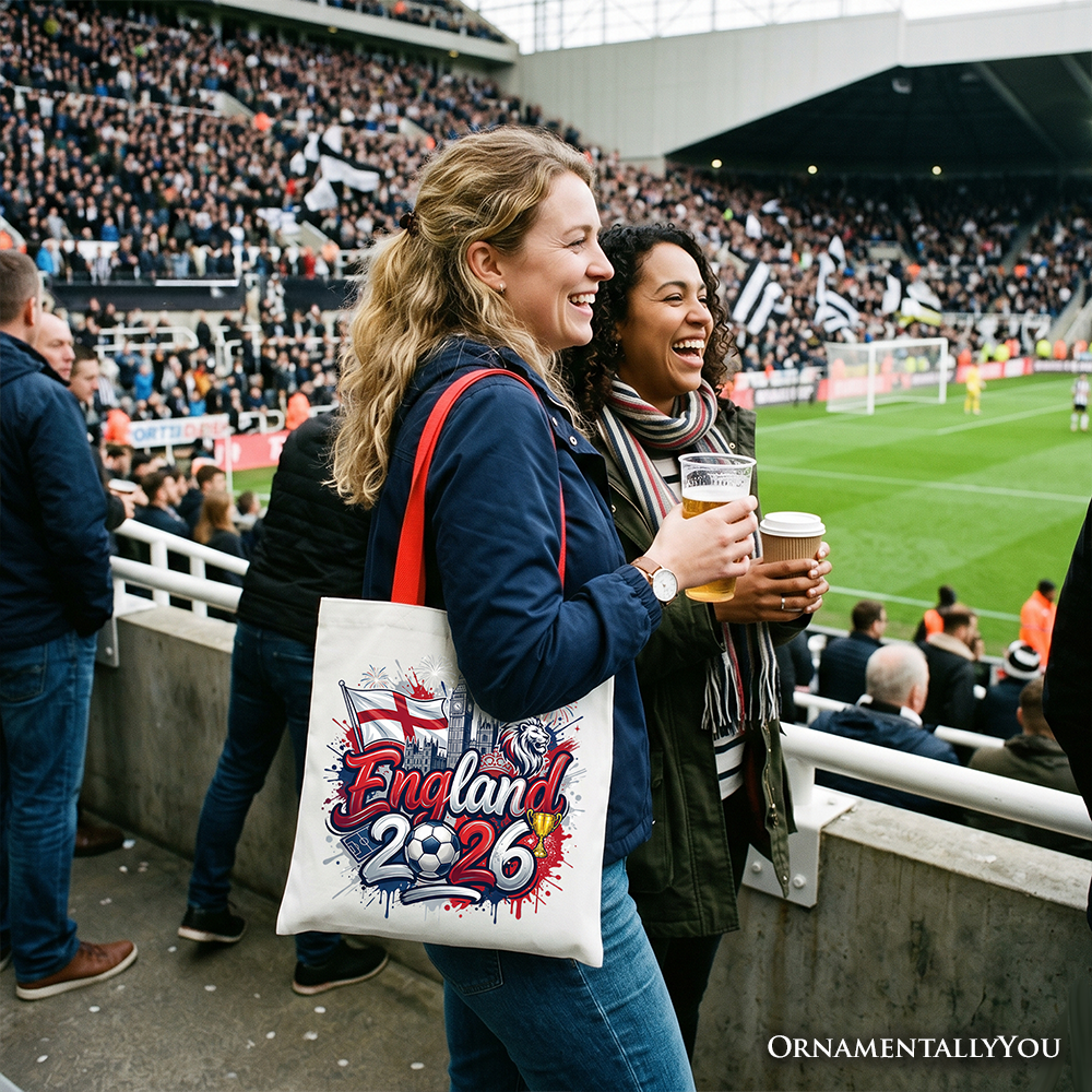 England 2026 Soccer Cup Global Championship Tote Bag, Fans Football Gift Shopper