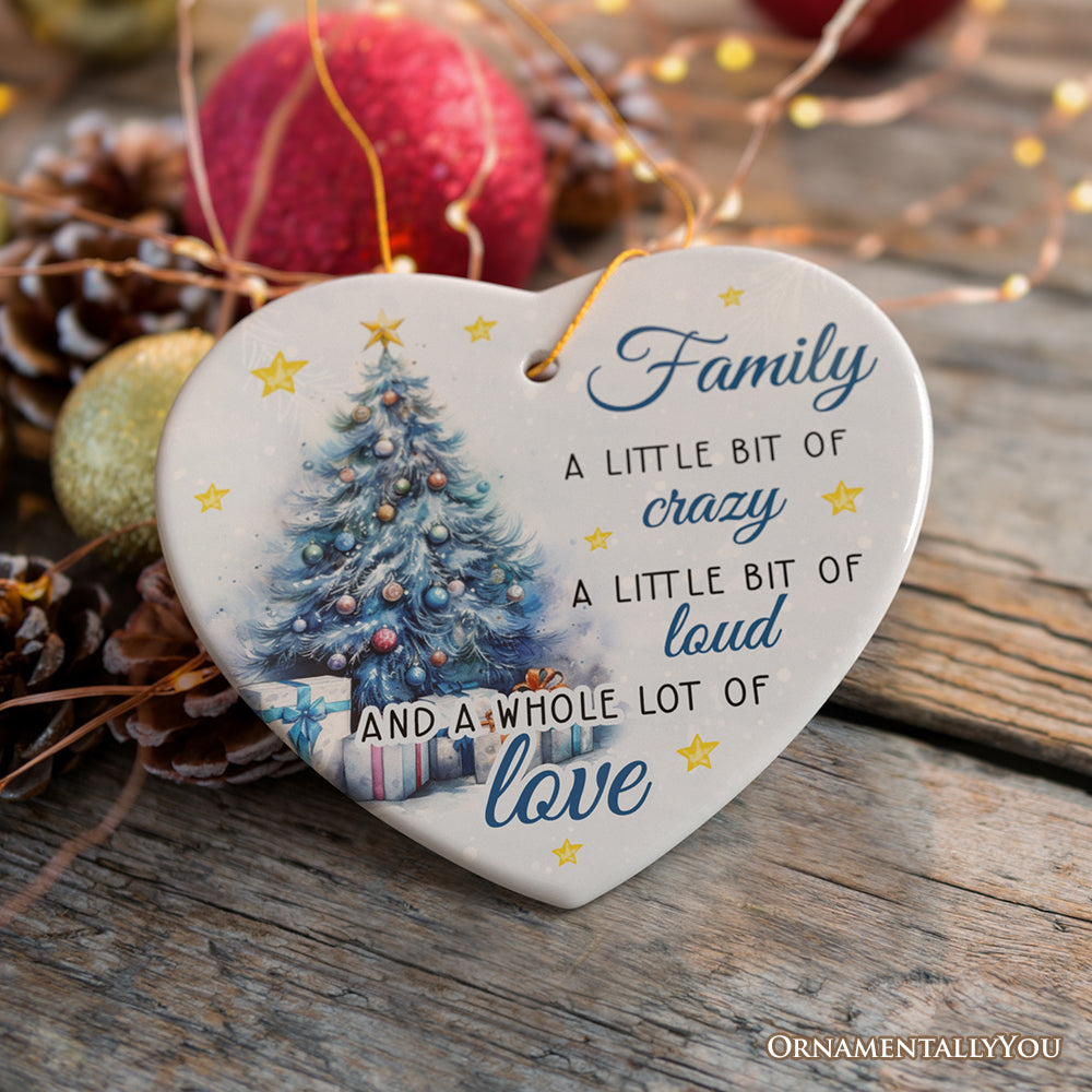 Amusing Family Quote Ornament, Charming Blue Christmas Appreciation Gift and Tree Decor