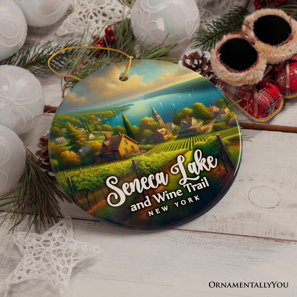 Charming Scenery of Finger Lakes New York Ornament, Seneca Lake and Wine Trail Christmas Gift and Travel Souvenir
