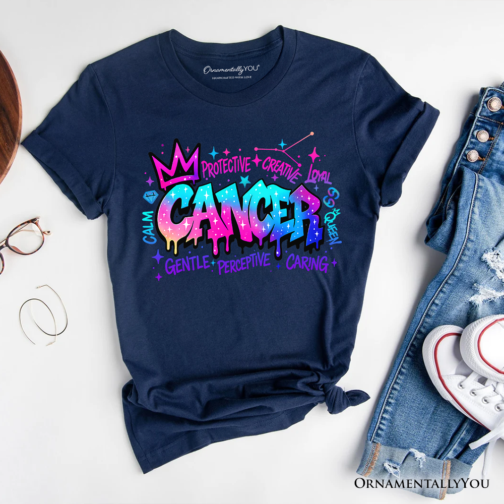 Cancer Graffiti Zodiac T-Shirt, Street Style Astrology Horoscope Tee