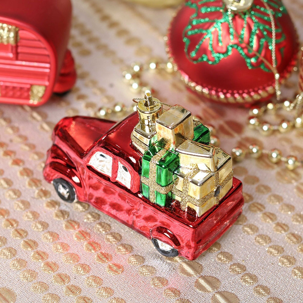 Vogue Black and Gold Ornament Set, Stylish Tree Set of 16 Glittery Baubles