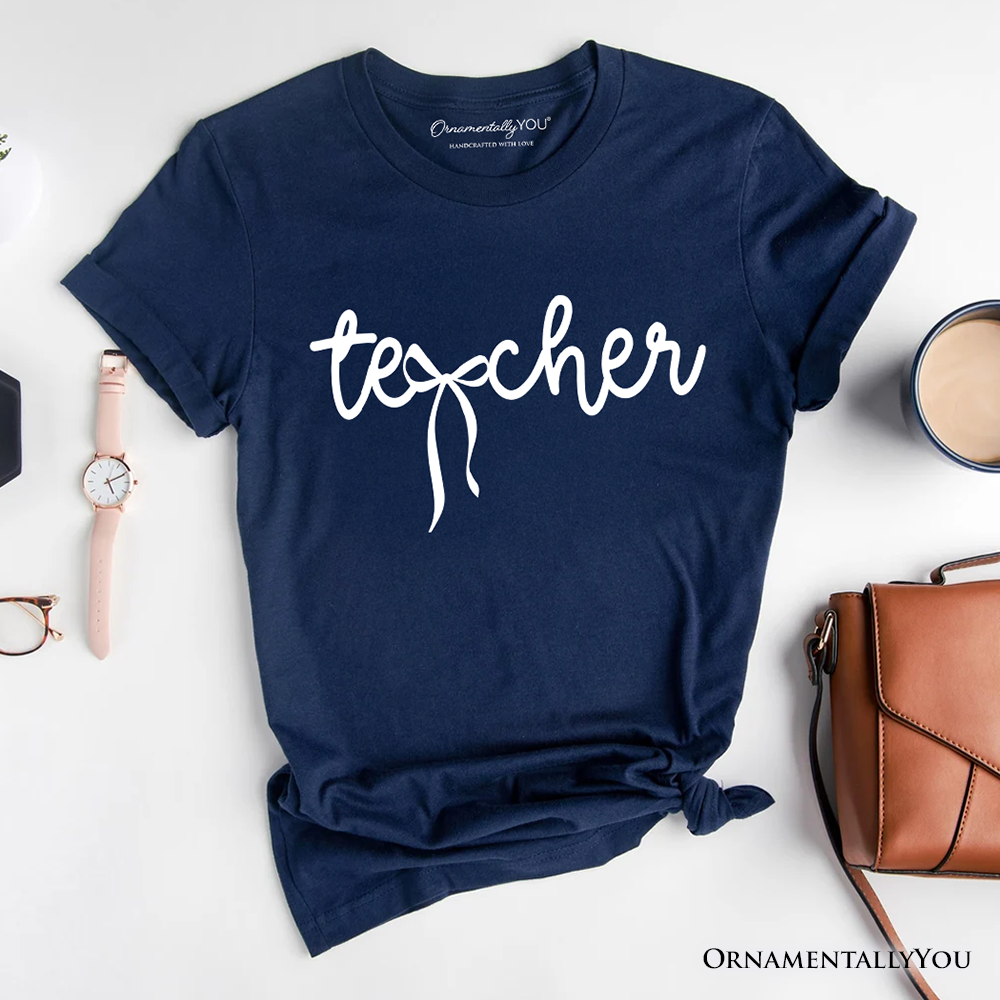 Teacher Coquette Bow T-Shirt, Minimalist Back to School Tee