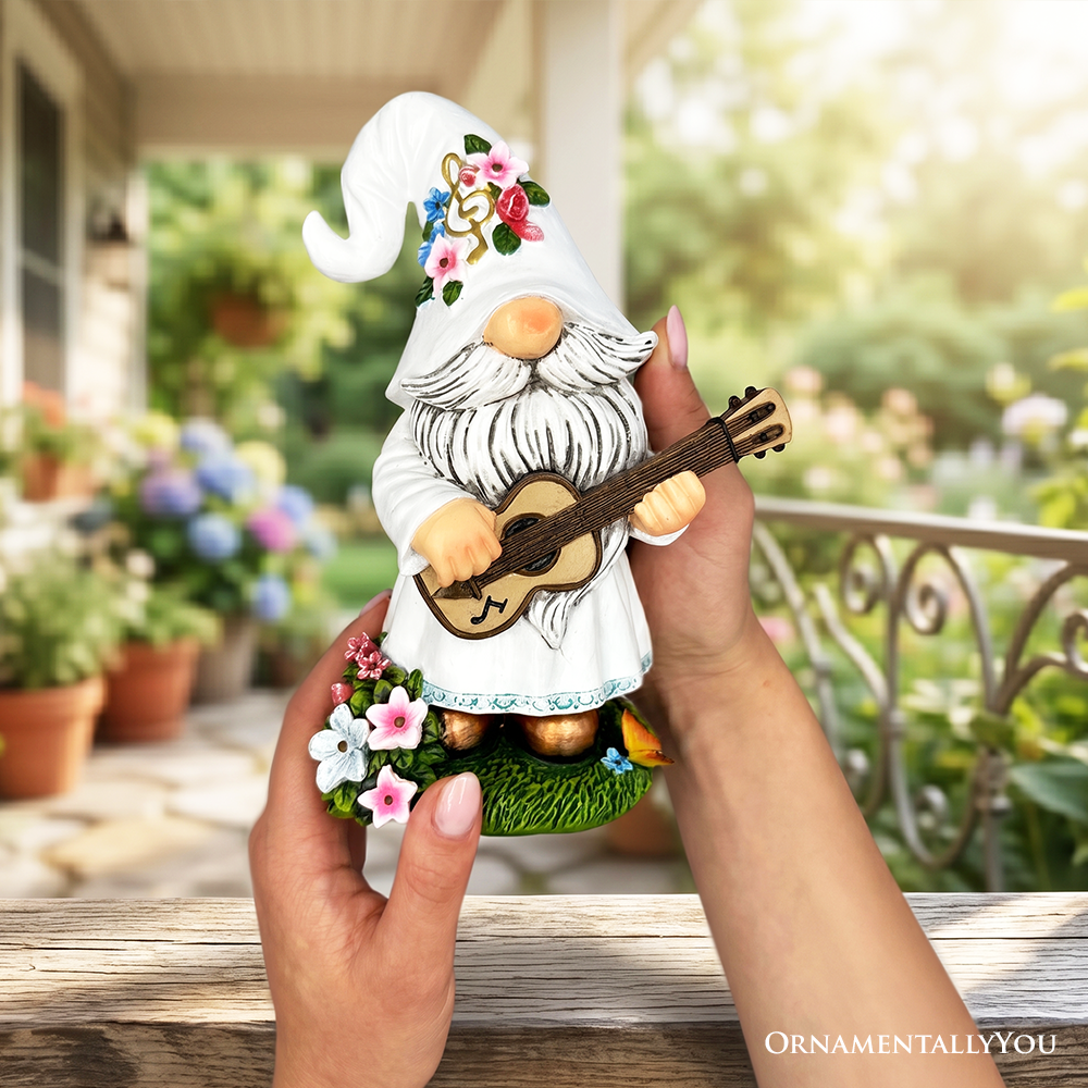 Elegant Serenader Garden Statue, 8" Romantic Musician Figurine Outdoor Decor