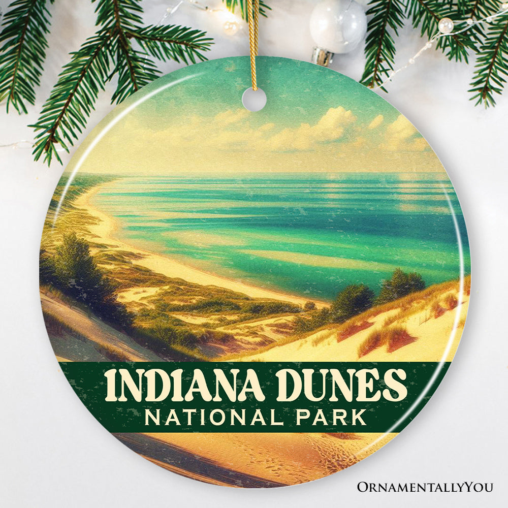 Indiana Dunes National Park Ornament, Lake Michigan Coastal Landscape Christmas Keepsake and Travel Souvenir