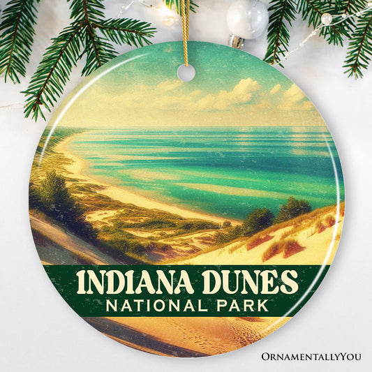 Indiana Dunes National Park Ornament, Lake Michigan Coastal Landscape Christmas Keepsake and Travel Souvenir
