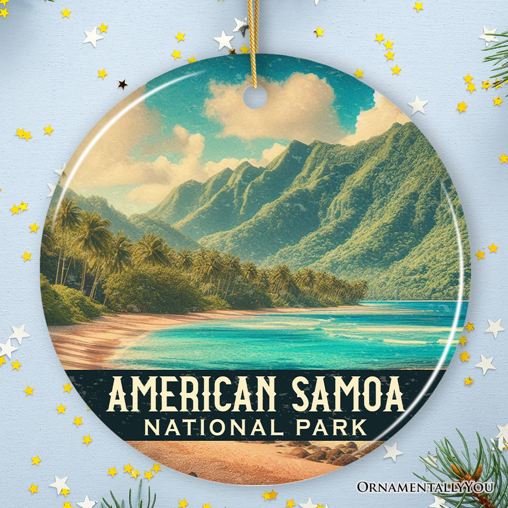 Lush American Samoa National Park Ornament, Pacific Tropical Coastline Christmas Gift and Island Rainforest Escape Keepsake