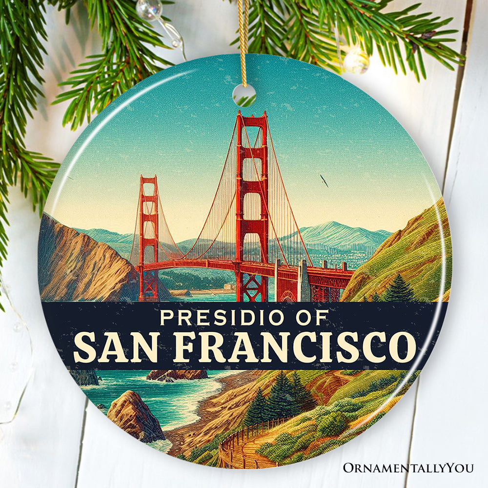 Presidio of San Francisco Ornament, California Golden Gate Bridge View Christmas Keepsake and Travel Souvenir