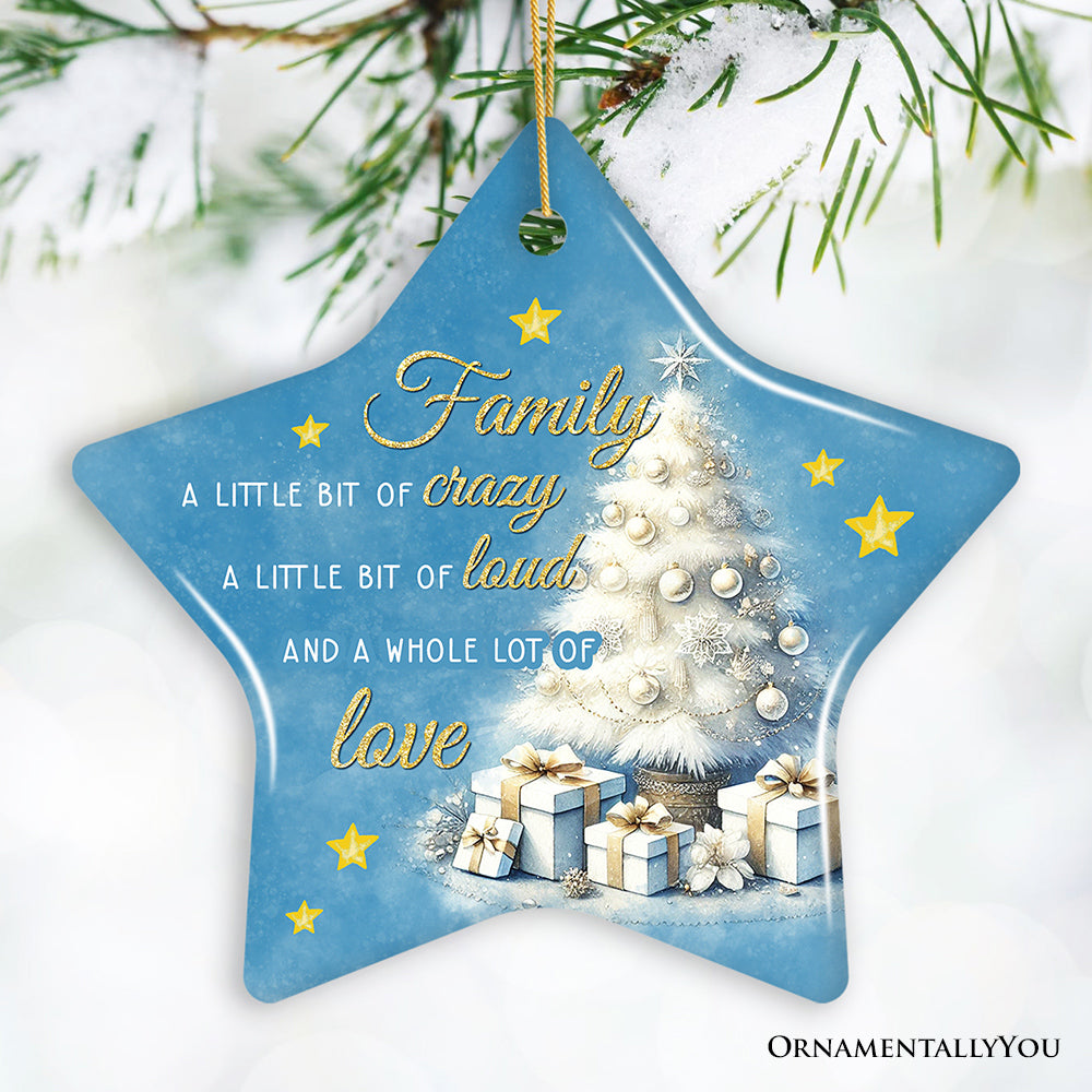 Whimsical Family Quote Ornament, Enchanting White Christmas Appreciation Gift and Tree Decor