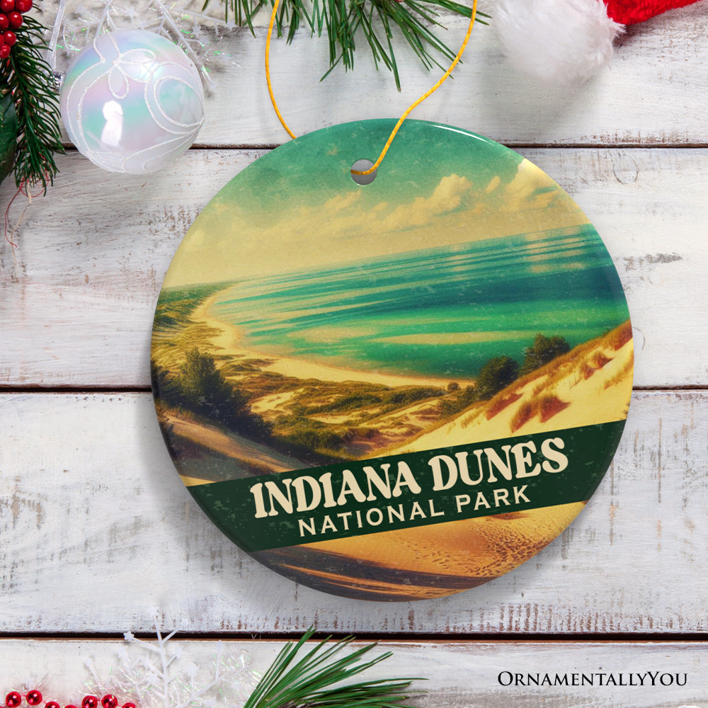 Indiana Dunes National Park Ornament, Lake Michigan Coastal Landscape Christmas Keepsake and Travel Souvenir