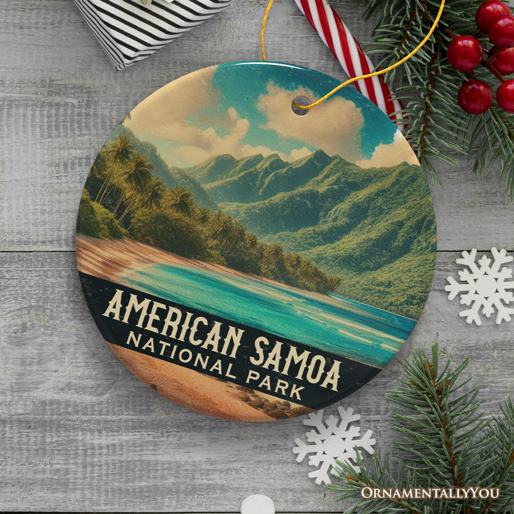 Lush American Samoa National Park Ornament, Pacific Tropical Coastline Christmas Gift and Island Rainforest Escape Keepsake