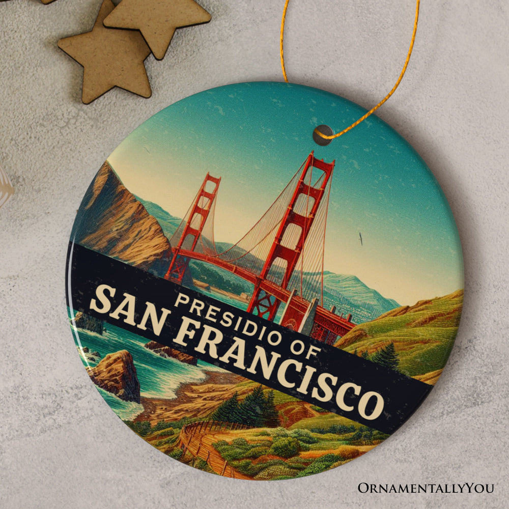 Presidio of San Francisco Ornament, California Golden Gate Bridge View Christmas Keepsake and Travel Souvenir