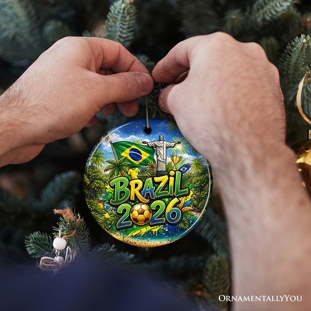 Brazil 2026 Soccer Cup Global Championship Ornament, Fans Football Gift and Tree Decor