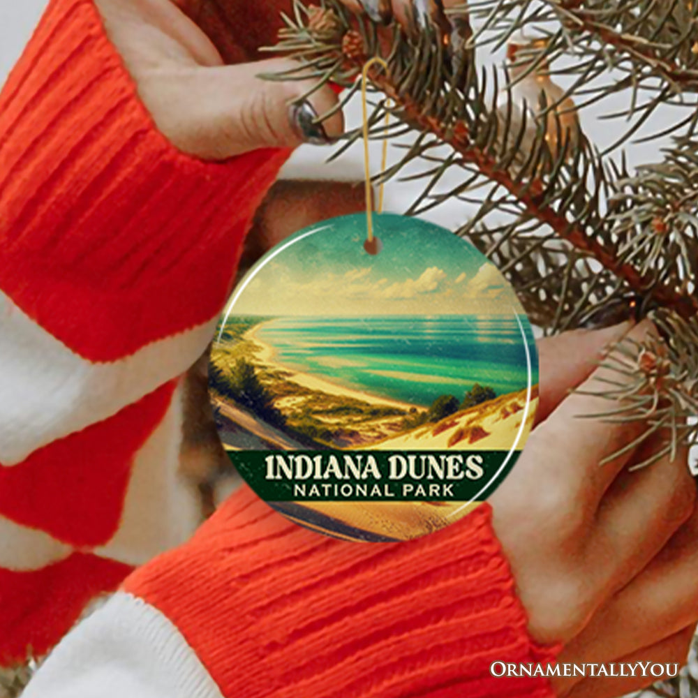 Indiana Dunes National Park Ornament, Lake Michigan Coastal Landscape Christmas Keepsake and Travel Souvenir