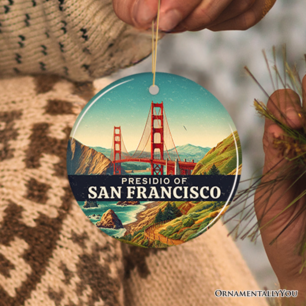 Presidio of San Francisco Ornament, California Golden Gate Bridge View Christmas Keepsake and Travel Souvenir