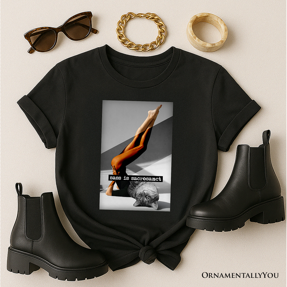 Sass is Sacrosanct 02 Concept Art Graphic T-Shirt, Sexy Cat Woman Black and White Streetwear Tee