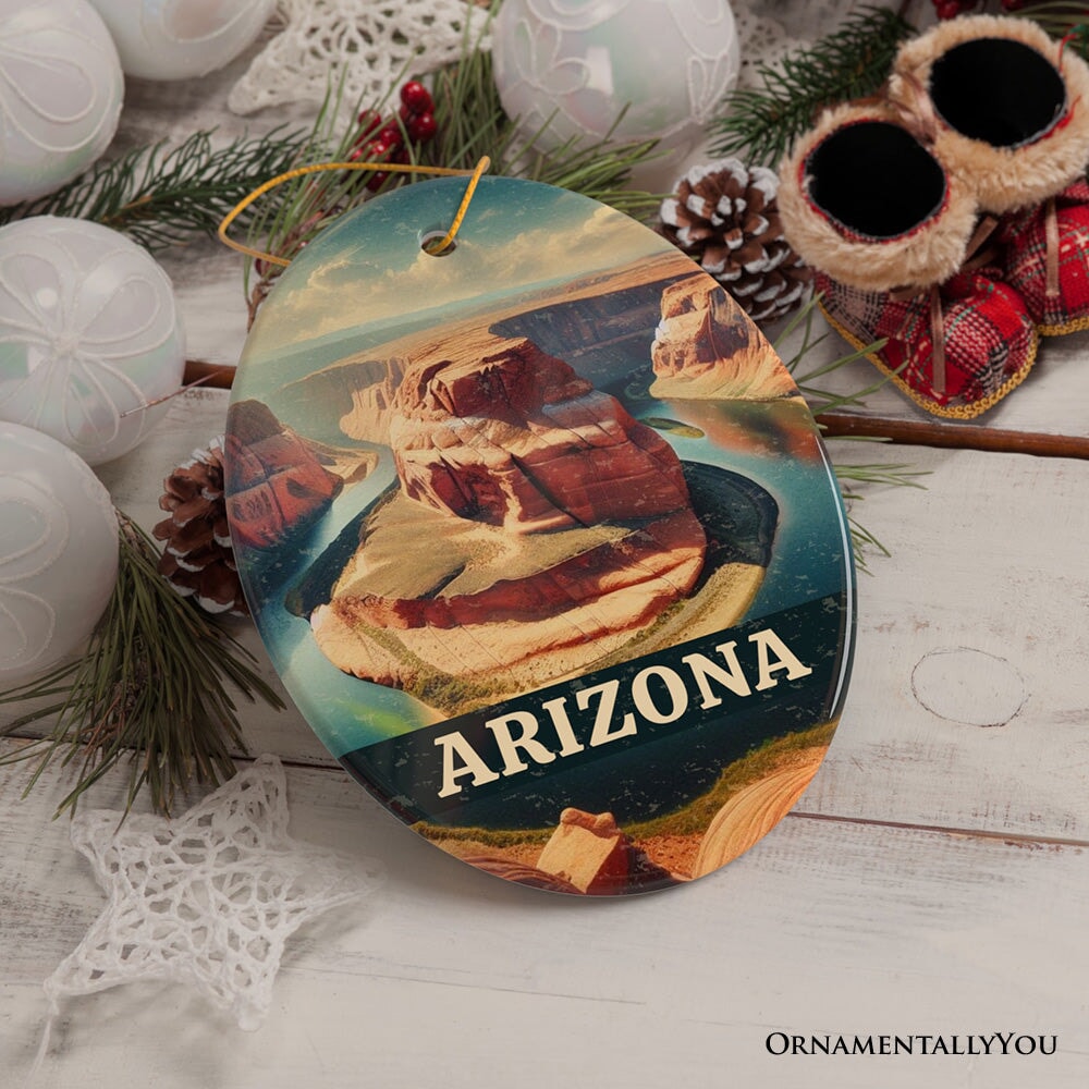 Scenic Arizona Desert Canyon Vintage Ornament, Horseshoe Bend Christmas Gift and Southwest Nature Souvenir