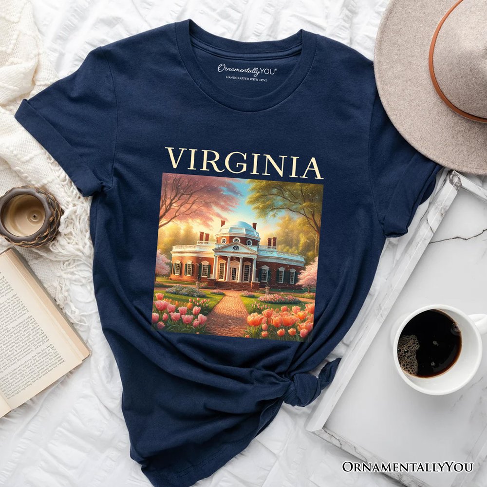 Classic Virginia State Jefferson’s Monticello T-Shirt, Southern Charm Tee and American History Keepsake