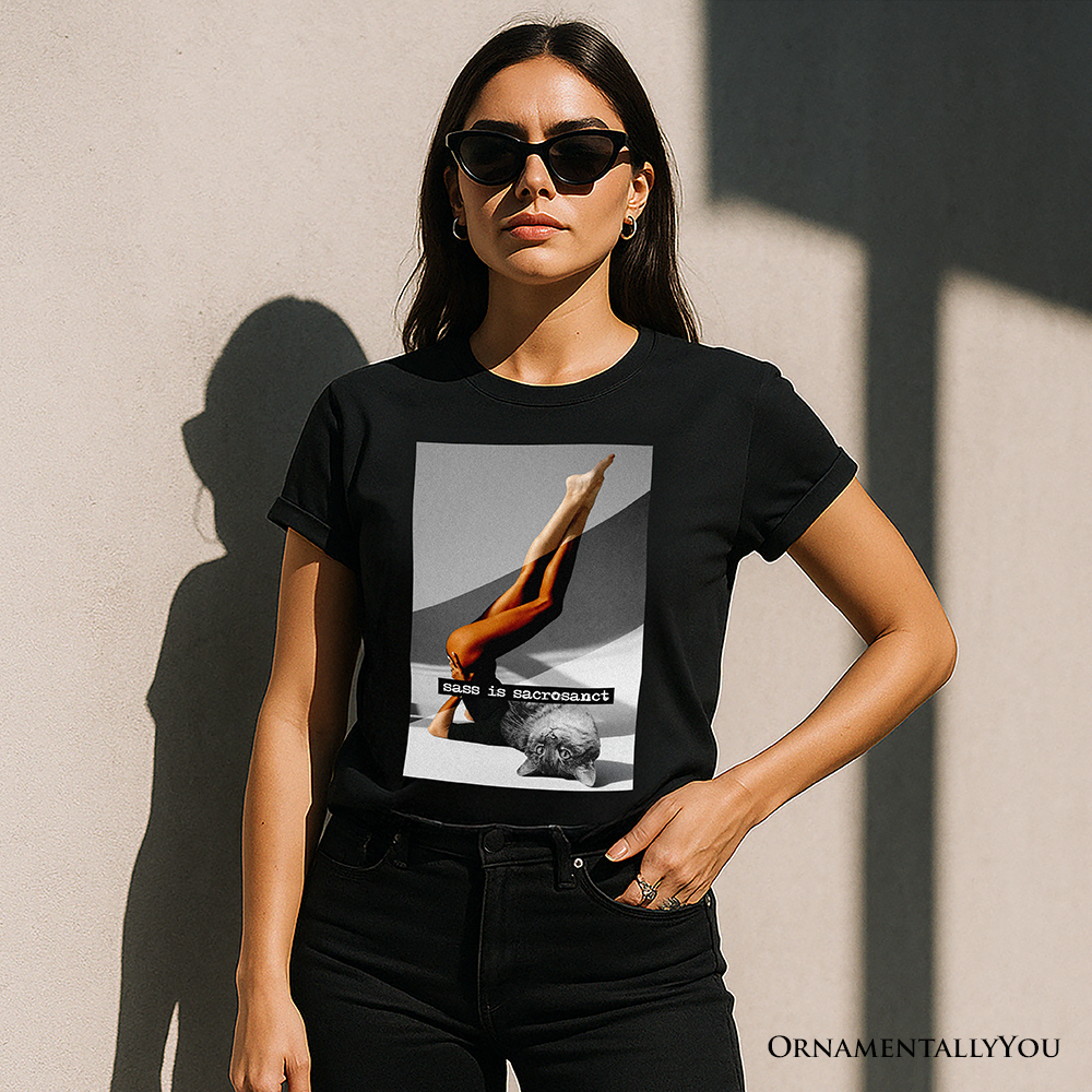 Sass is Sacrosanct 02 Concept Art Graphic T-Shirt, Sexy Cat Woman Black and White Streetwear Tee