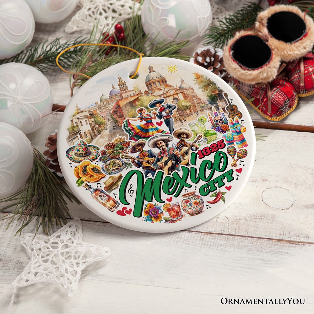 Colorful Traditional Mexico City Christmas Ornament, Cultural Mexican Christmas Gift and Travel Souvenir