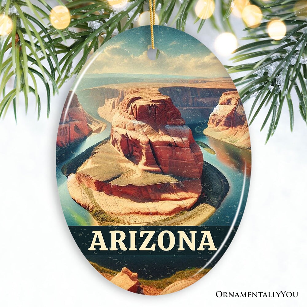 Scenic Arizona Desert Canyon Vintage Ornament, Horseshoe Bend Christmas Gift and Southwest Nature Souvenir