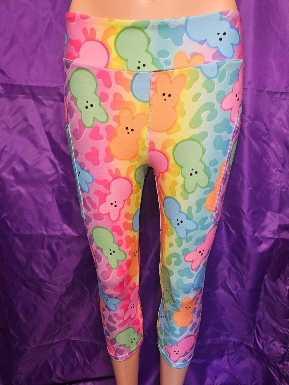 Neon Leopard Easter Bunny Capri Leggings