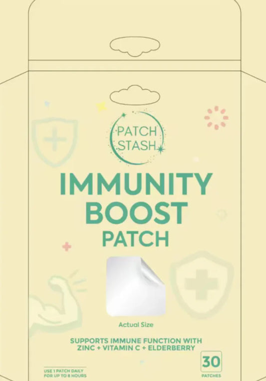 Patch Stash IMMUNITY BOOST – Zinc + Vitamin C + Elderberry, 30 Count, 3” x 3”, Transdermal Supplement