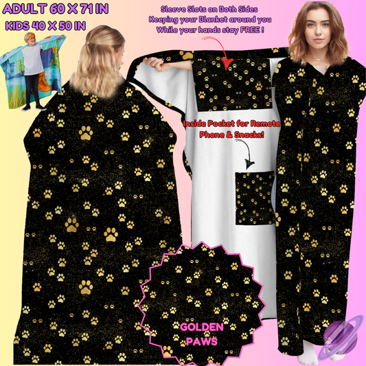WEARABLE THROW RUN-GOLDEN PAWS-PREORDER CLOSING 8/31-  ETA LATE NOV./EARLY DEC.