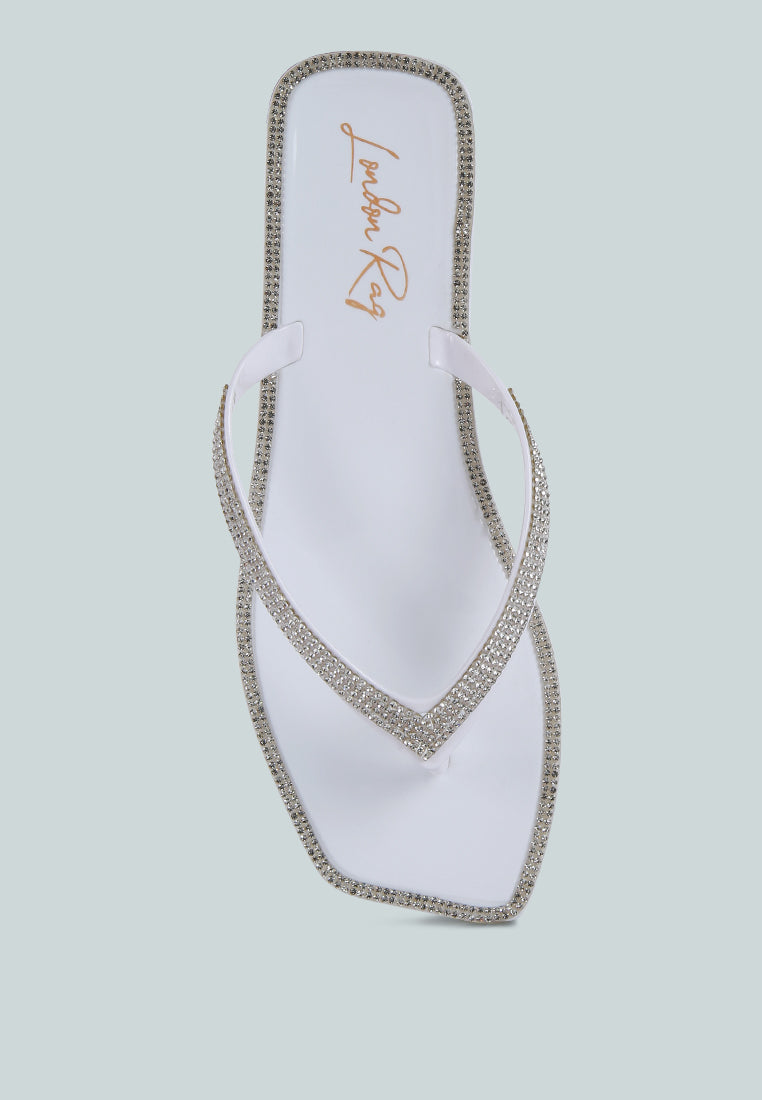 Golightly Diamante Stud Detail Thong Flats