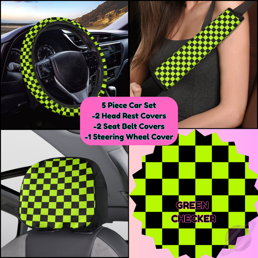 5 PIECE CAR SET-GREEN CHECKER-PREORDER CLOSING 9/5