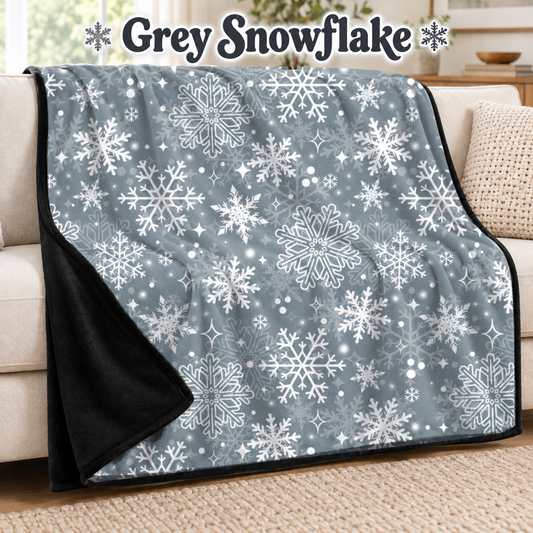 Grey Snowflake-Soft Throw Blanket 14 Run- (PREORDER CLOSES 9/28, ETA DECEMBER)