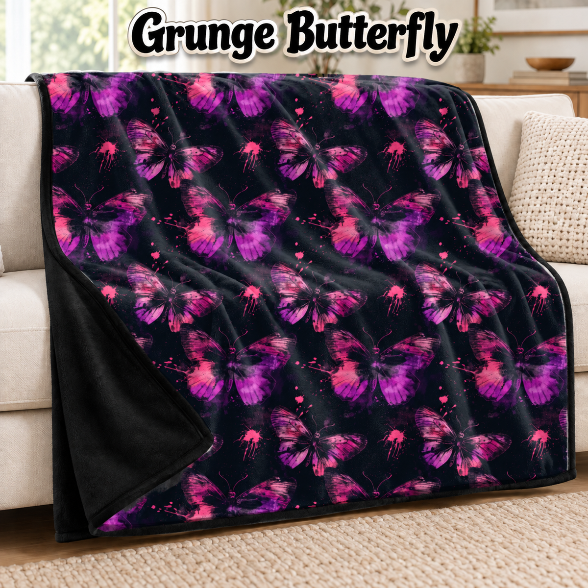 Grunge Butterfly-Soft Throw Blanket 14 Run- (PREORDER CLOSES 9/28, ETA DECEMBER)