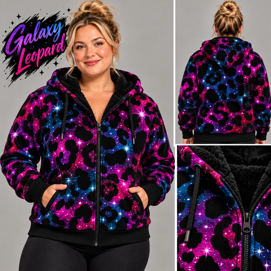 Galaxy Leopard-FLEECE LINED HOODED JACKET-PREORDER CLOSING 11/9, ETA LATE JAN.