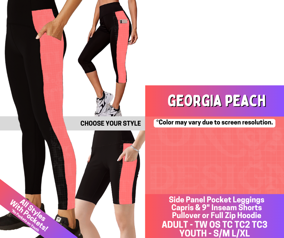 Preorder! Closes 3/25. ETA June. Georgia Peach Combo Side Panel Legging Lengths