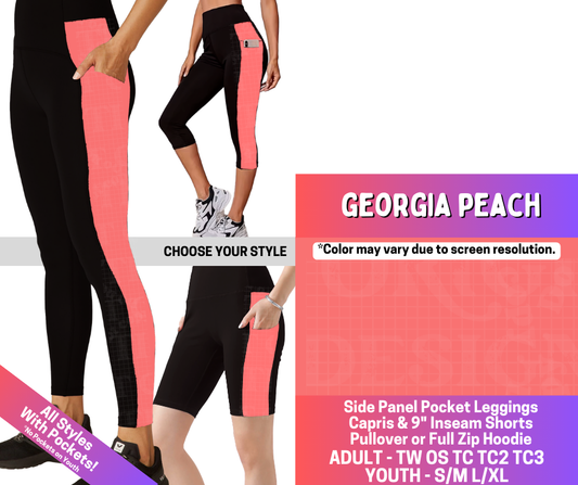 Preorder! Closes 3/25. ETA June. Georgia Peach Combo Side Panel Legging Lengths