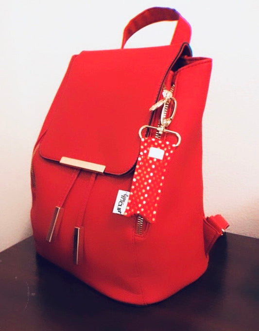 Gold Dots on Red LippyClip® Lip Balm Holder