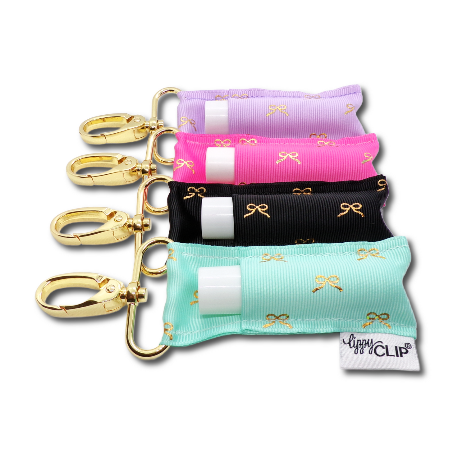Gold Bows on Navy LippyClip® Lip Balm Holder
