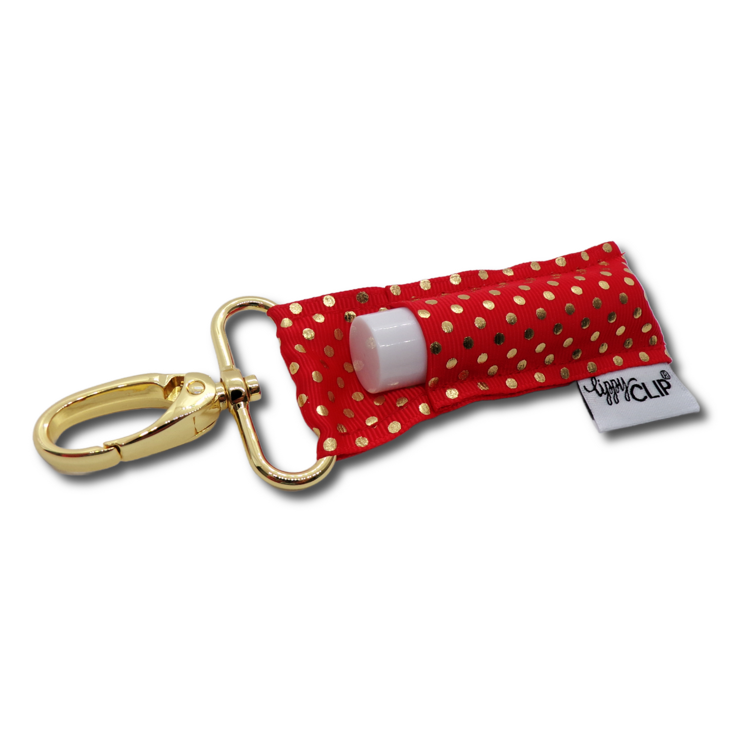 Gold Dots on Red LippyClip® Lip Balm Holder