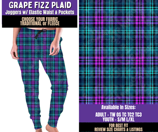 Preorder! Closes 8/5. ETA Nov. Grape Fizz Plaid Joggers Choose Fleece or Traditional