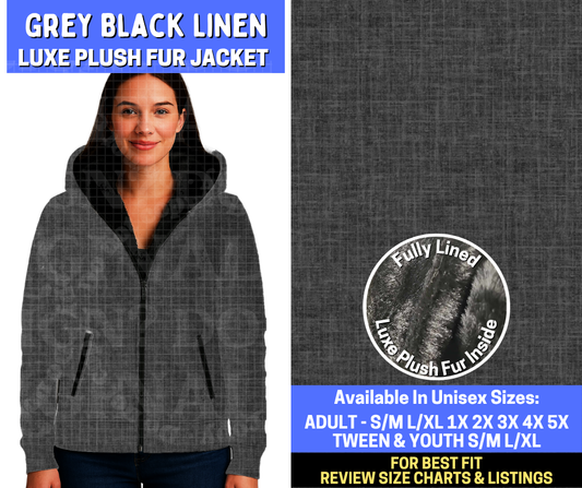 Preorder! Closes 10/20. ETA Jan. Grey Black Linen Bat Luxe Fur Jacket