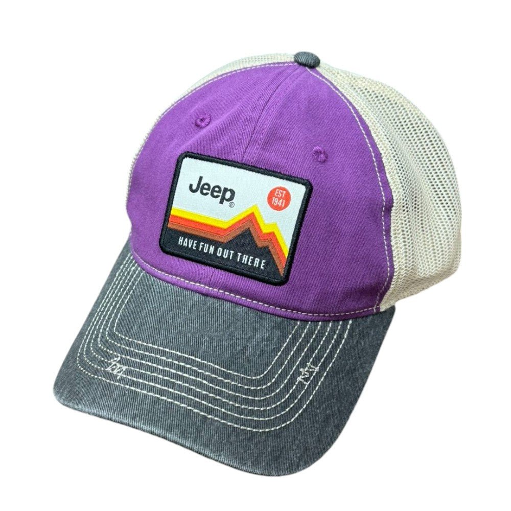 Hat - Jeep Have Fun Out There Patch Garment Washed Trucker