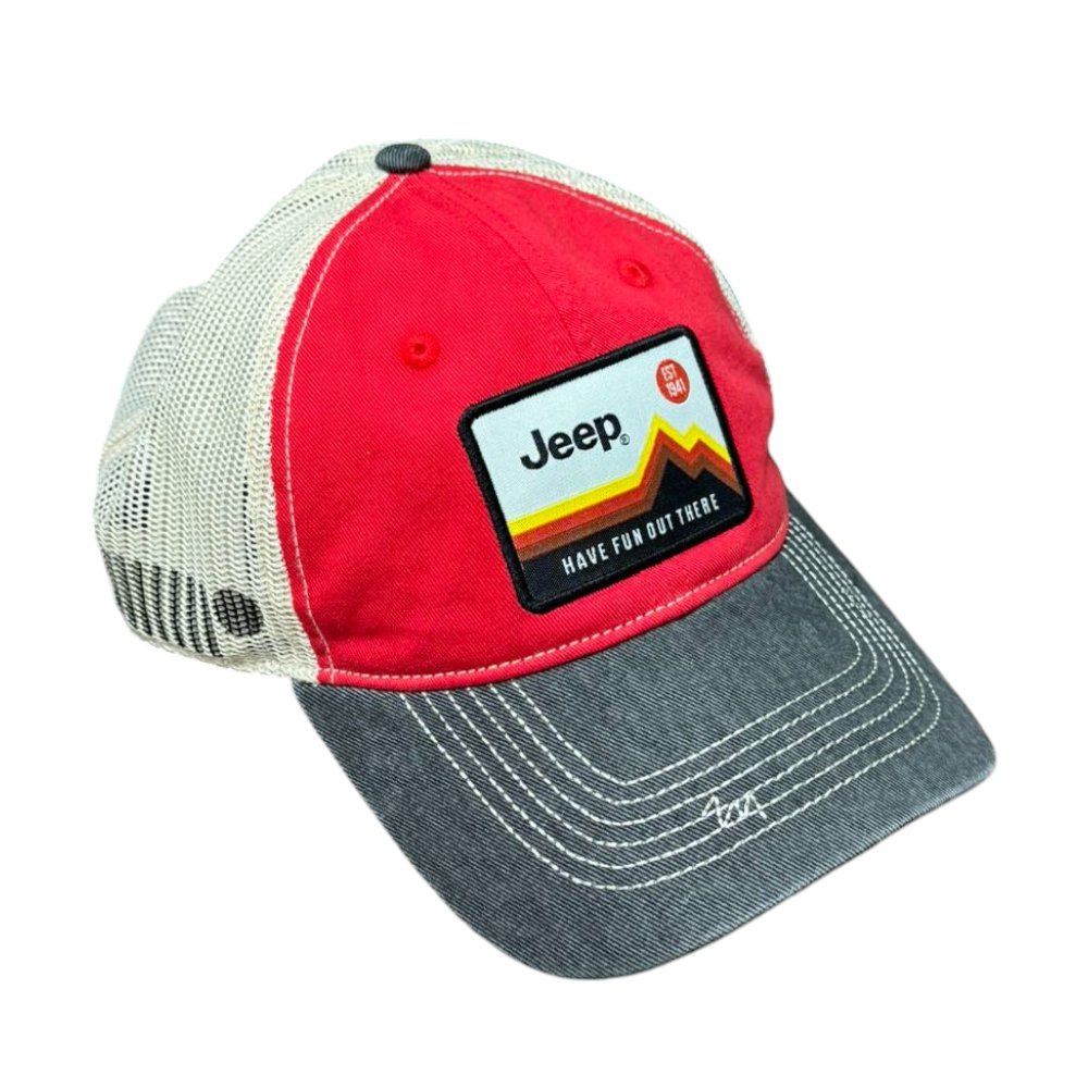 Hat - Jeep Have Fun Out There Patch Garment Washed Trucker