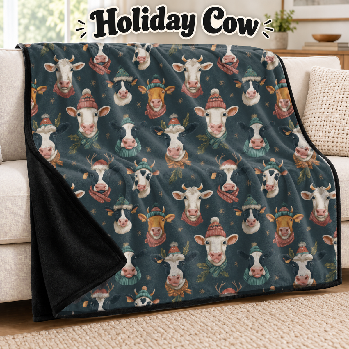 Holiday Cow-Soft Throw Blanket 14 Run- (PREORDER CLOSES 9/28, ETA DECEMBER)