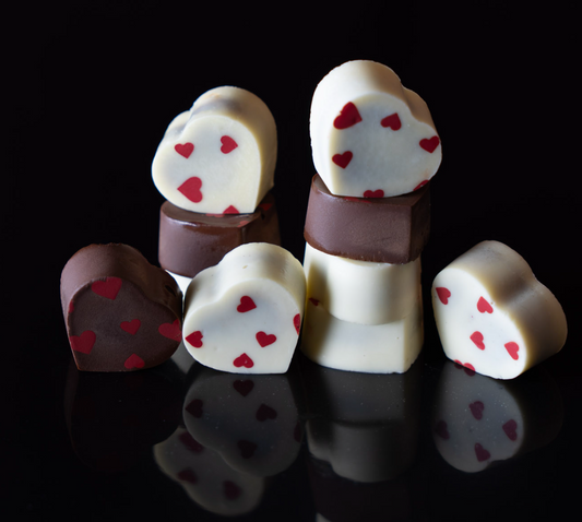Heart Shaped Chocolate Bonbons Filled with Dulce de Leche