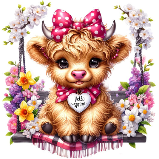 Hello Spring Baby Highland Cow
