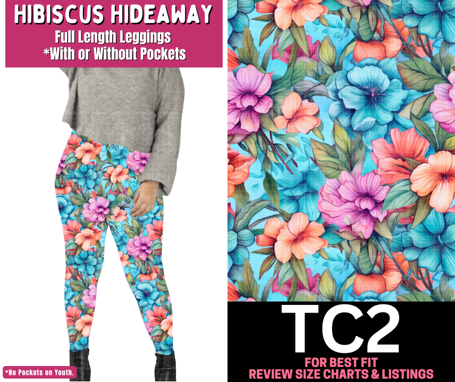 Hibiscus Hideaway Full Length Leggings w/ Pockets